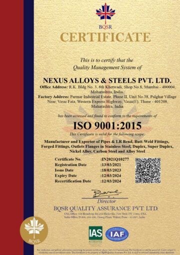 ISO 9001 NEXUS ALLOYS & STEELS PVT. LTD.